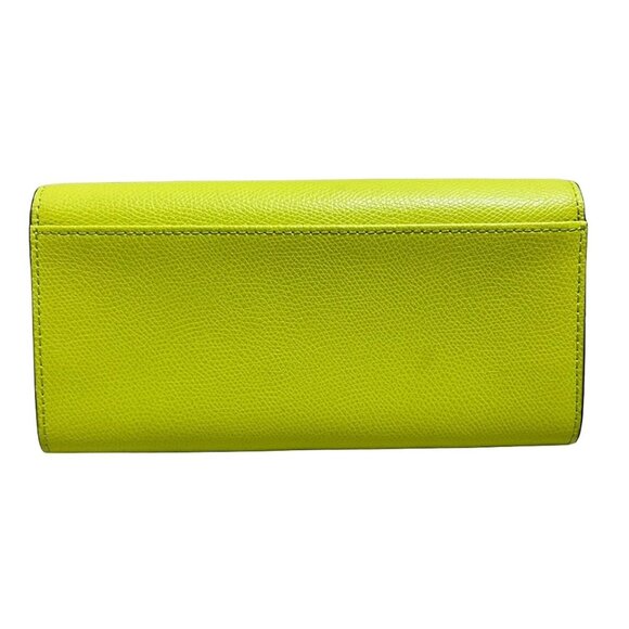 Auth FURLA - Yellow Green Leather Long Wallet - Picture 3 of 8
